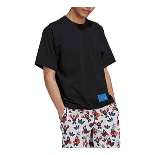 adidas originals Artist Tee Ss Back Dragon Printing Sports Short Sleeve Black HA4684