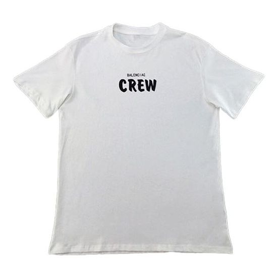 Men's Balenciaga Crew Printing Short Sleeve White 620941TIV749040
