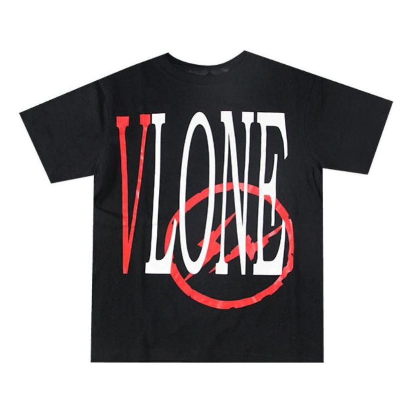 VLONE x Fragment Design Crossover Flash Large Logo Round Neck Short Sleeve Couple Style Black Red VLTE17FW004