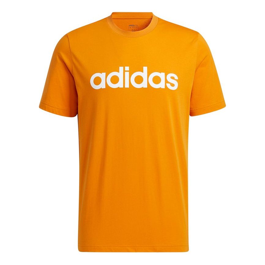 Men's adidas neo Ce Logo Tee Logo Printing Sports Round Neck Short Sleeve Orange T-Shirt H14239