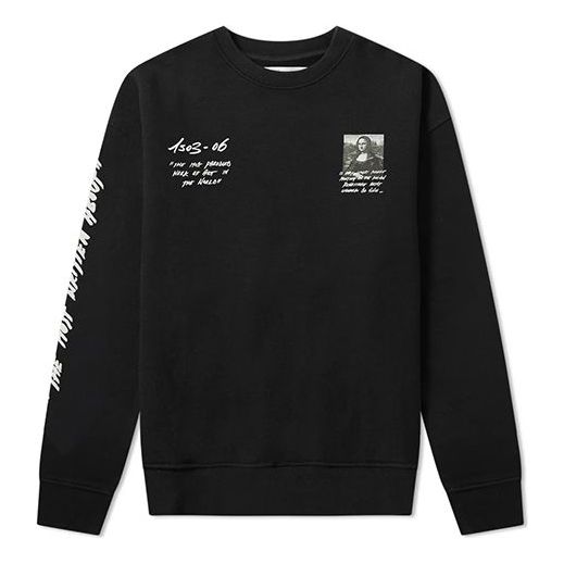 Off-White SS19 Back Mens Logo Mona Lisa Round Neck Sweater OMBA035S190030051020