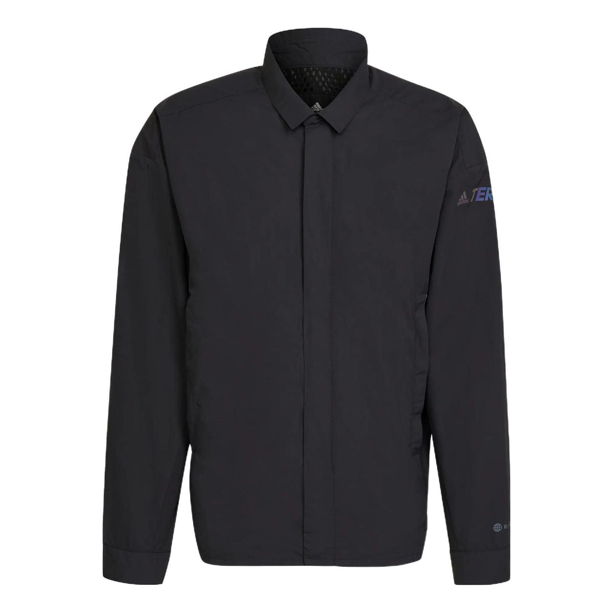 Men's adidas Terrex C Myshelter W.r Colorful Logo Stripe Printing Lapel Jacket Black H65697
