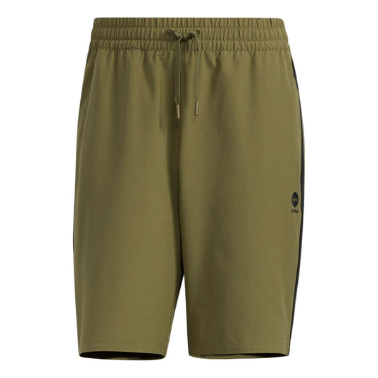 Men's adidas neo Logo Micro Mark Stripe Casual Woven Shorts Dark Olive Green HD4715
