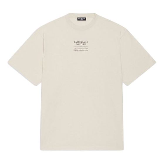 Men's Balenciaga FW21 Alphabet Printing Short Sleeve Beige 651795TJV909054