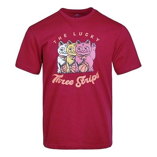 adidas Cartoon Printing Round Neck Short Sleeve Red GE4698