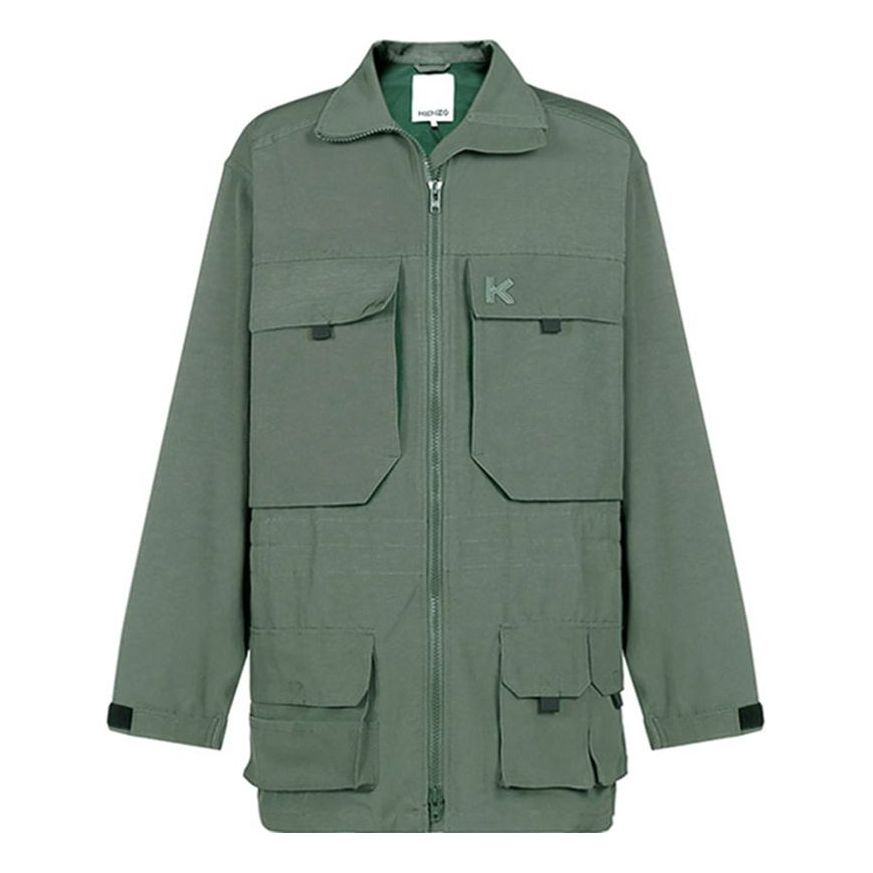 Men's KENZO K Embroidered Large Version Cargo Multiple Pockets Jacket Green FA65OU3051NA-54