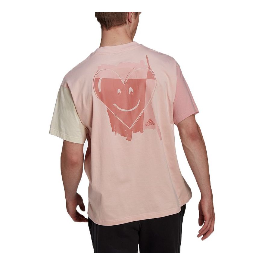 adidas U Co G T Colorblock Sports Round Neck Short Sleeve Pink Red T-Shirt HU0121
