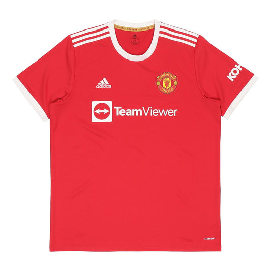 Men's adidas 21-22 Season Manchester United Home Fan Edition Sports Short Sleeve Red Jersey Asia Sizing H31447