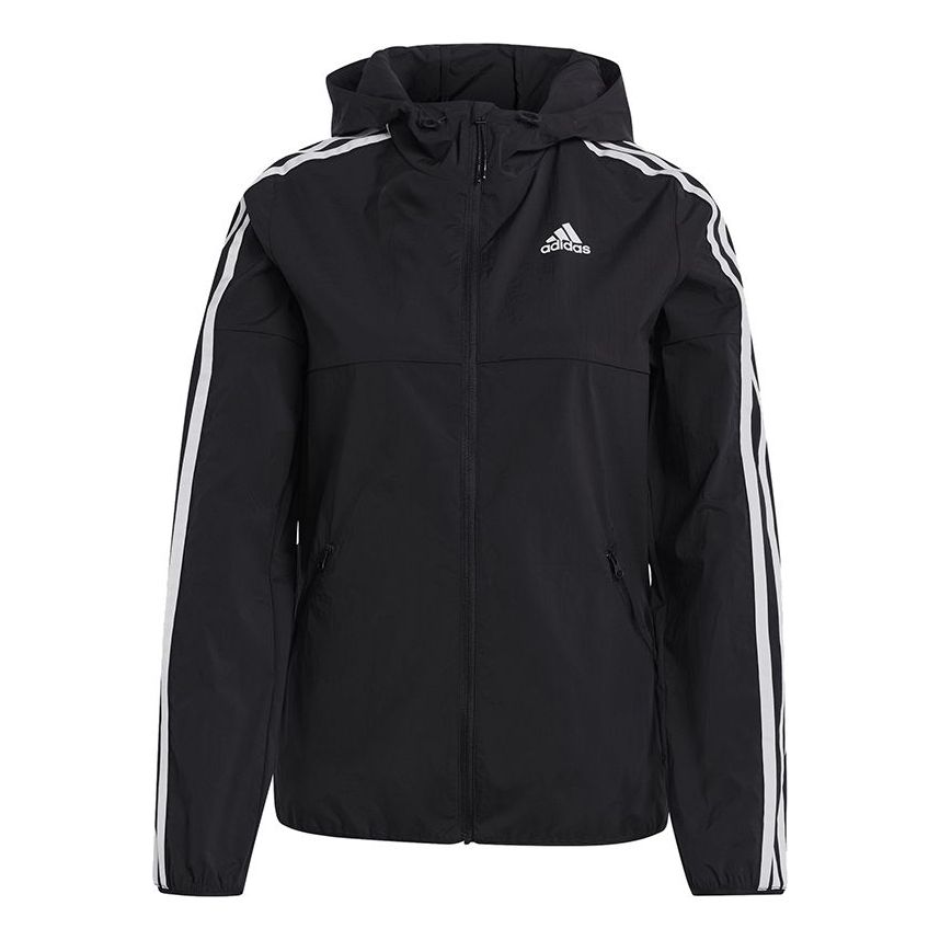 (WMNS) adidas Windbreaker Jacket Asia Sizing 'Black White' GQ0565
