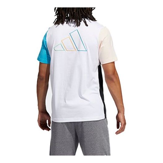 adidas Color Block Printing Logo Basketball Short Sleeve Black GP4021
