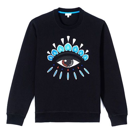 Men's KENZO Eye Embroidered Long Sleeves Round Neck Black F965SW0554XC-99