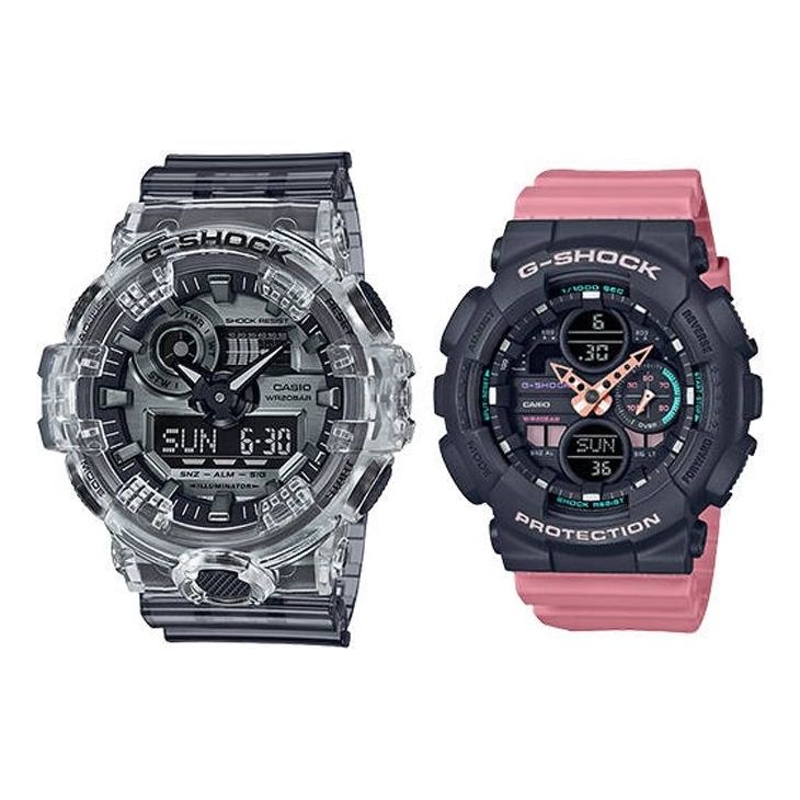 CASIO G-Shock Digital-Analog Set 'Clear/Black Pink/Black' GA-700SK-1A-GMA-S140-4A