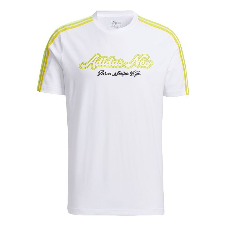 adidas neo M FAV 3S GR T 2 Printing Sports Round Neck Short Sleeve White GP5663