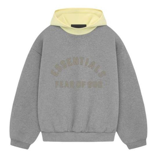 Fear of God Essentials SS24 Nylon Fleece Hoodie 'Dark Heather Oatmeal Garden Yellow' 202SP244311F