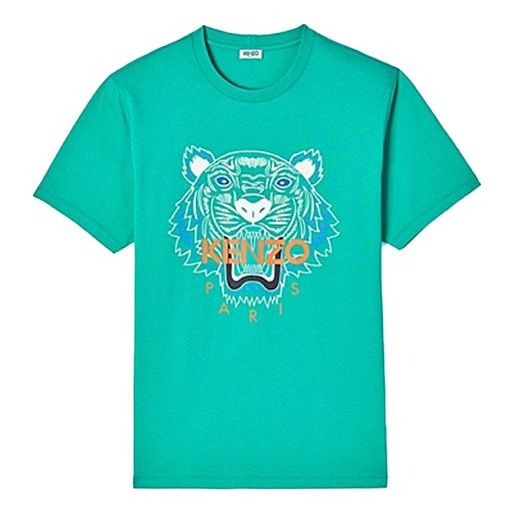 Men's KENZO Classic Tiger Head Printing Round Neck Short Sleeve Mint Green FA55TS0504YA-58