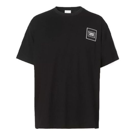 Men's Burberry Logo Intarsia Cotton Short Sleeve Black 80289431