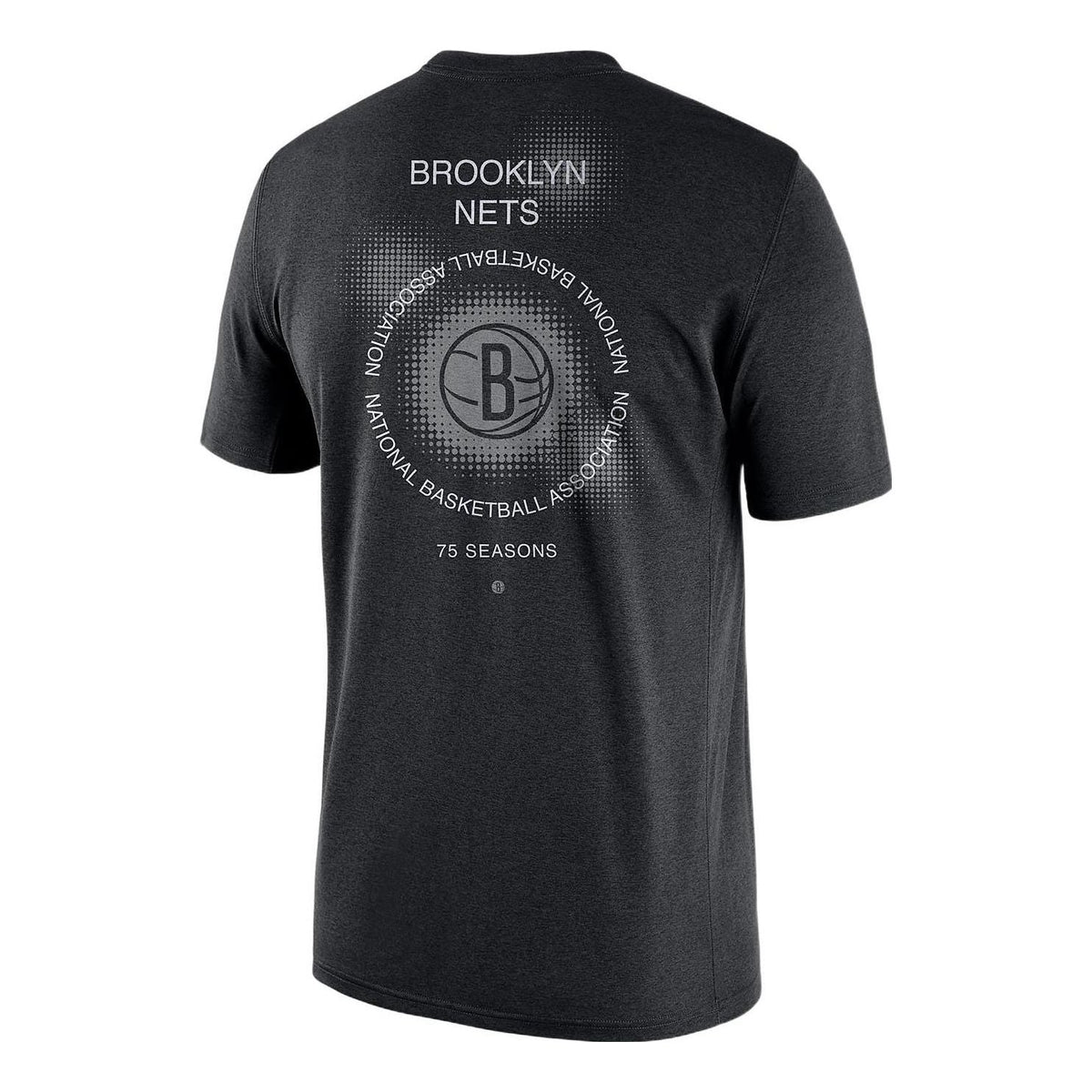 Men's Nike Brooklyn Nets Geometry Pattern Logo Printing Round Neck Short Sleeve Black T-Shirt DH6732-010