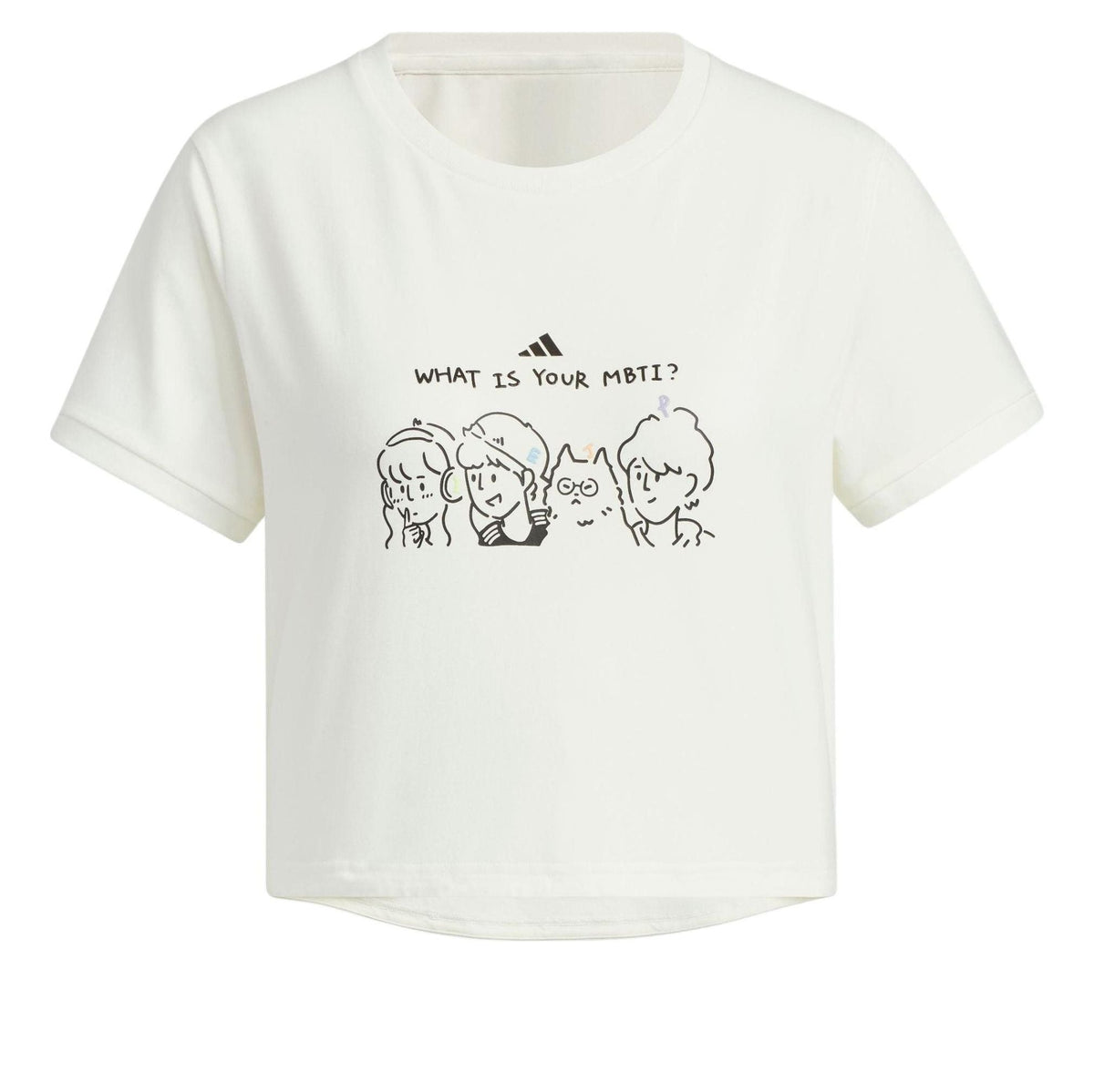 (WMNS) adidas Graphic Crop T-Shirt Asia Sizing 'White Black' JN6663