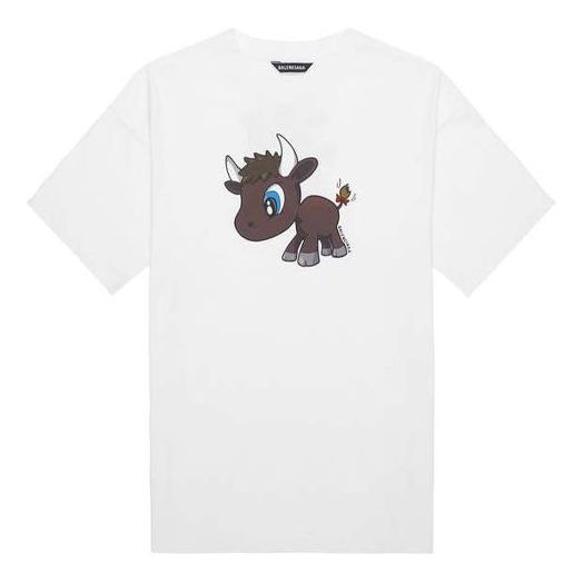Balenciaga limited Small Pattern Short Sleeve Unisex White 612966TJVM99000
