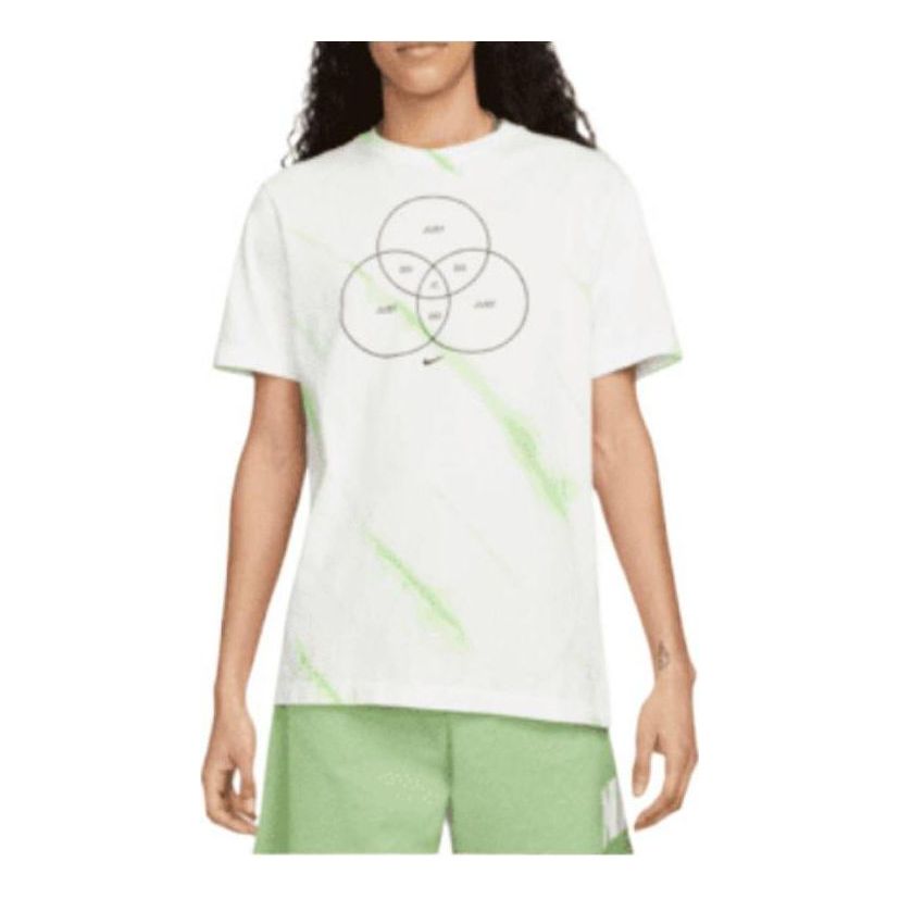 Men's Nike Sportswear Geometry Pattern Casual Round Neck Short Sleeve White T-Shirt DQ1077-100