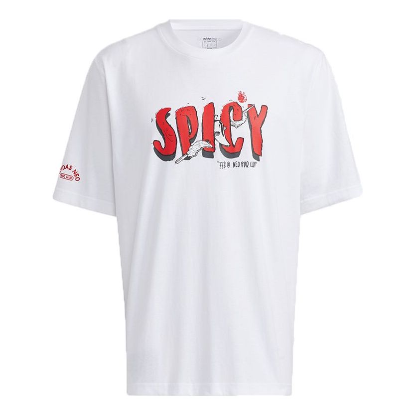 adidas neo M May Love Tee Subject Printing Loose Sports Short Sleeve White H61999