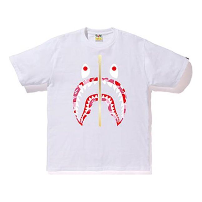 BAPE ABC SHARK TEE Pink Camouflage Unisex White BAPE19SS-012