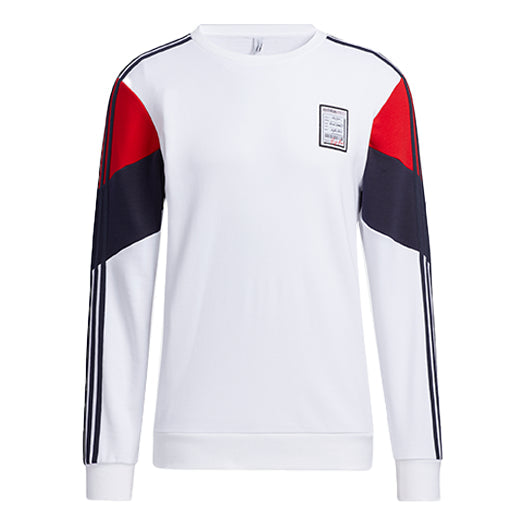 Men's adidas Contrasting Colors Alphabet Printing Round Neck Pullover White GU0843