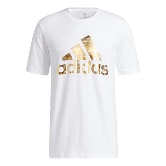adidas M Fl Lg T Bronzing Logo Printing Sports Short Sleeve White GL3703
