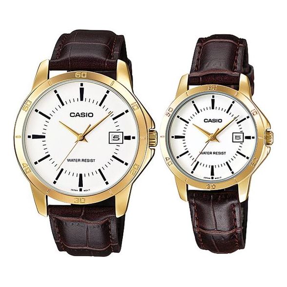 CASIO Couple Quartz Waterproof White Analog MTP-V004GL-7A-LTP-V004GL-7A