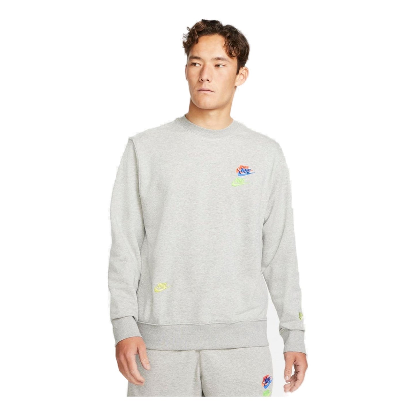 Men's Nike Contrasting Colors Logo Round Neck Pullover Autumn Gray DJ6915-063