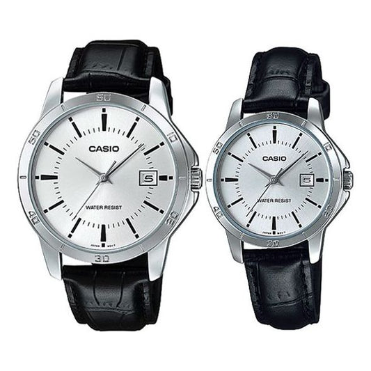 CASIO Couple Quartz Waterproof Unisex Mens Black Analog MTP-V004L-7A-LTP-V004L-7A