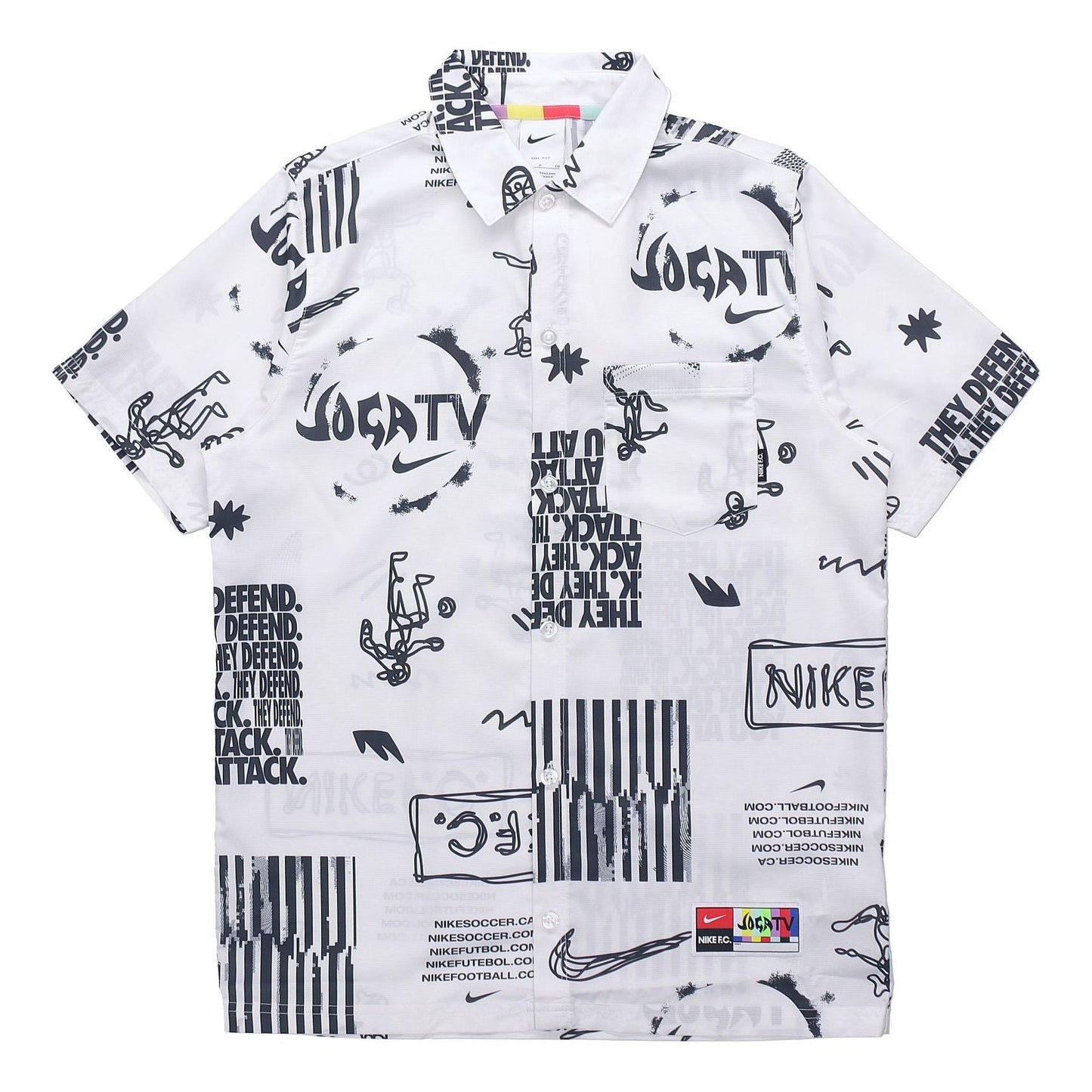 Nike Woven Soccer/Football Athleisure Casual Sports Printing lapel Shirt White DA1474-100