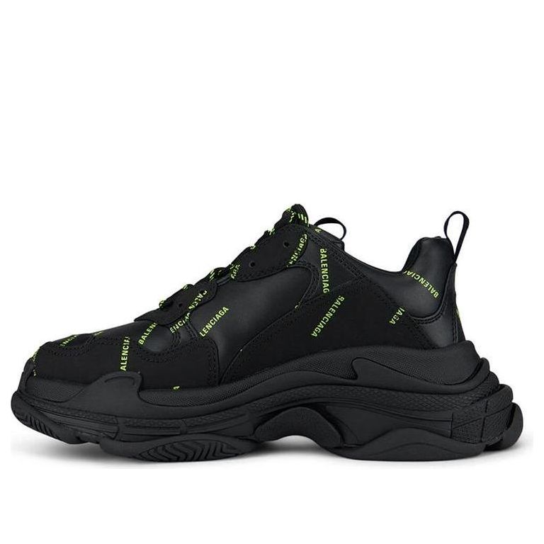 Balenciaga Triple S Sneaker 'Allover Logo - Black Fluo Yellow' 536737W2FA11070