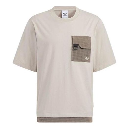 Men's adidas originals Im Ss Tee Chest Cotton Round Neck Sports Short Sleeve College Silver Gray T-Shirt HE6617