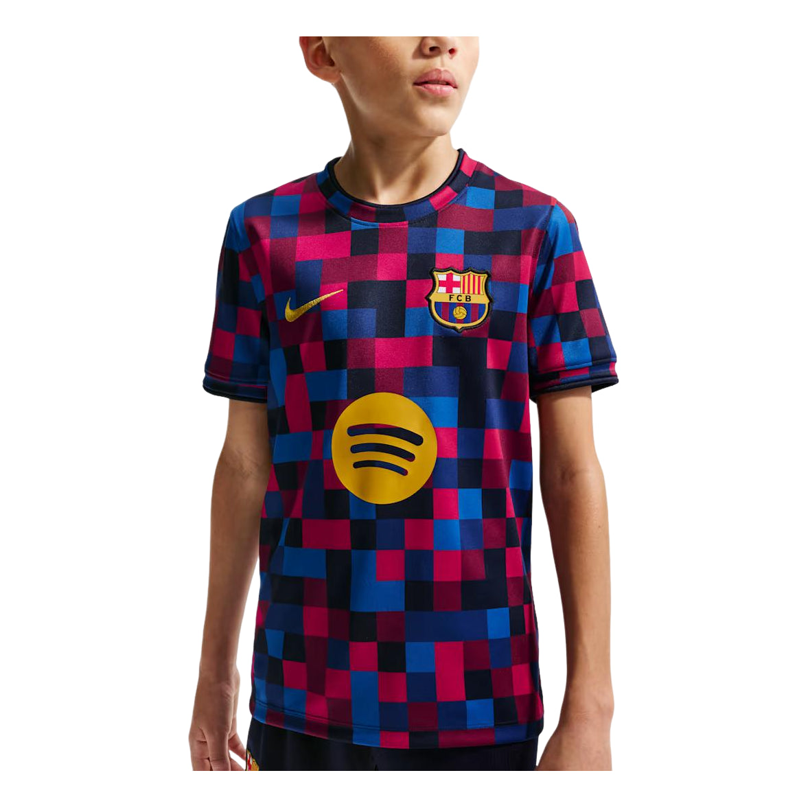 (GS) Nike x F.C. Barcelona Dri-FIT Pre-Match T-Shirt 'Noble Red Blackened Blue Mineral Yellow' II1752-621