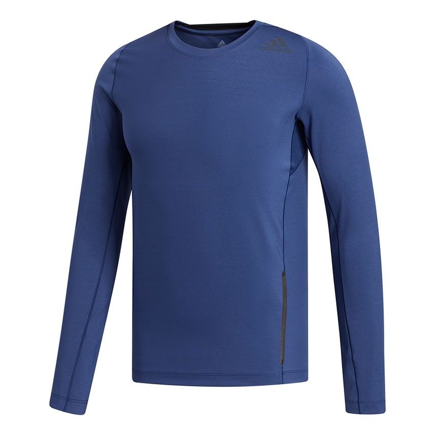 Men's adidas Ask2 Prm Tee Ls Training Sports Slim Fit Round Neck Long Sleeves Indigo T-Shirt FL4346