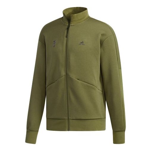 adidas WJ TT SWT Series Athleisure Casual Sports Stand Collar Knit Jacket Basic Green DM5190