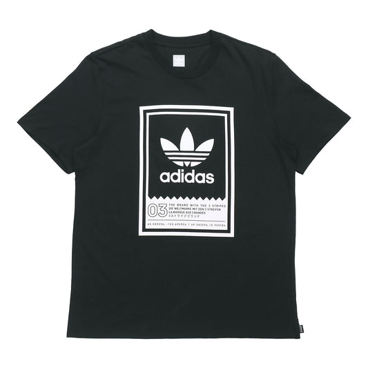 adidas originals Large Logo Printing Casual Sports Short Sleeve Black DU8342