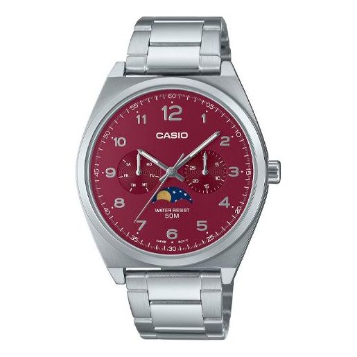 CASIO Analog 'Silver Burgundy' MTP-M300D-4AV
