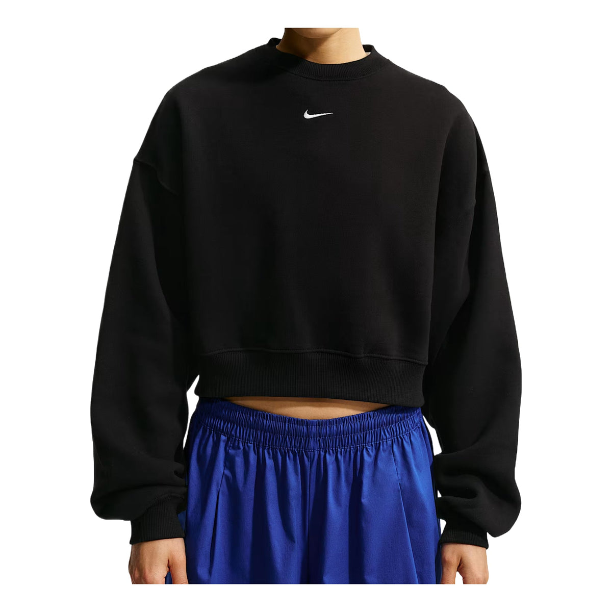 (WMNS) Nike Studio Fleece Medium Weight Oversized Cropped Crew 'Total Black Sail' IM8497-001
