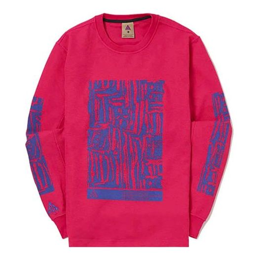 Men's Nike x ACG Waffle Casual Sports Printing Pullover Long Sleeves Rose Red BQ7205-666