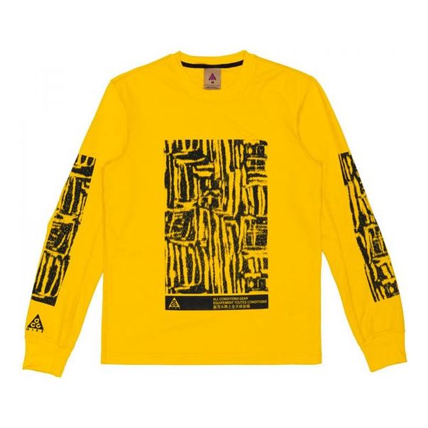 Men's Nike x ACG Outdoor Sports Printing Round Neck Pullover Yellow BQ7205-728