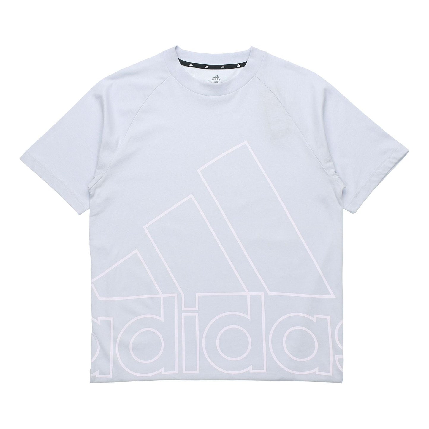 adidas U Big Logo T Sports Stylish Knit Round Neck Short Sleeve Blue GU4293