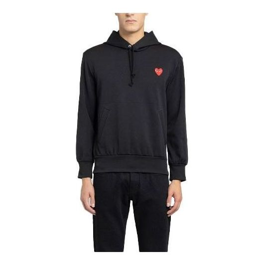 COMME des GARCONS PLAY No Zip Hoodie Red Heart Emblem 'Black' P1T174-1