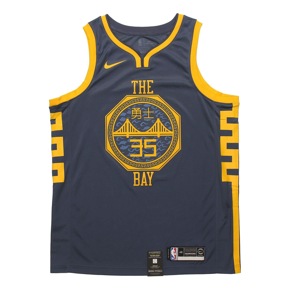 Nike NBA Jersey 18-19 Kevin Durant Golden State Warriors 3 No. 5 City limited SW Blue Gray AJ4610-430
