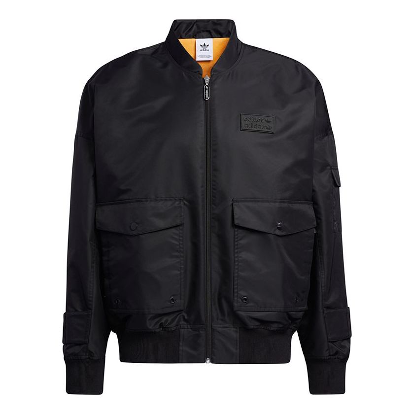 adidas originals Solid Color Multiple Pockets Casual Sports Jacket Black H07081
