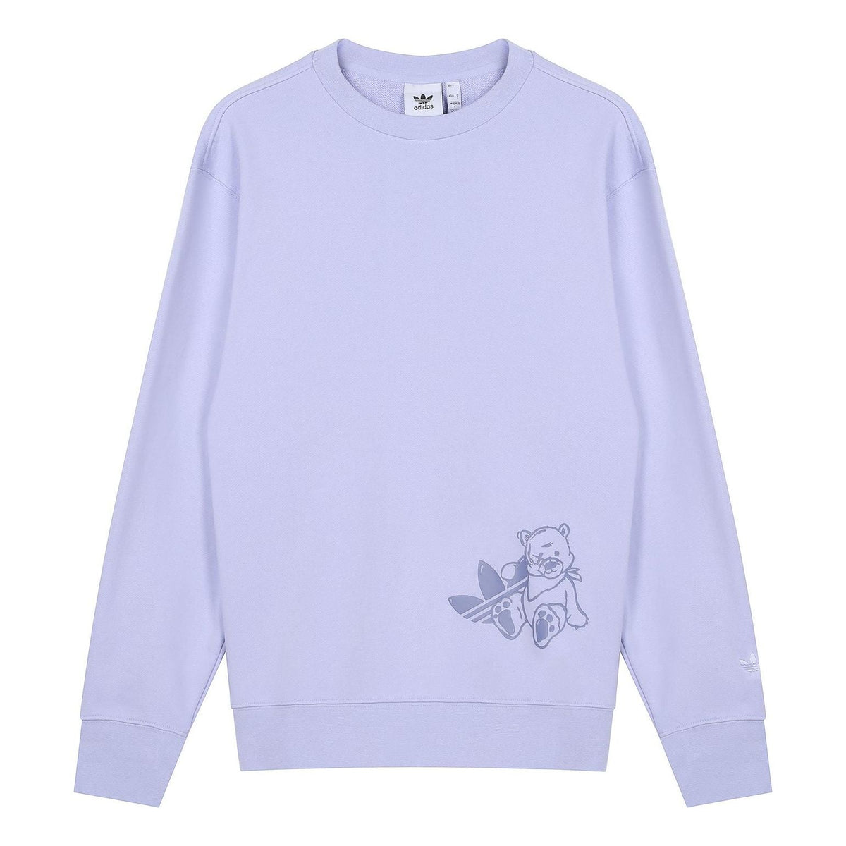 Men's adidas originals Bear Printing Sports Round Neck Pullover Light Purple HJ7824
