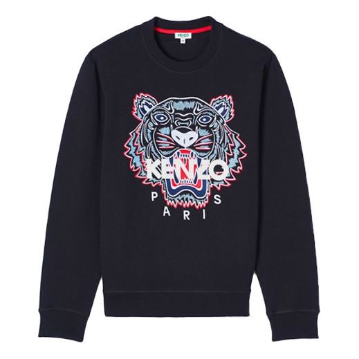 KENZO Tiger Classic Tiger Embroidered Long Sleeve Sweatshirt Unisex Black FA55SW0014XA-99