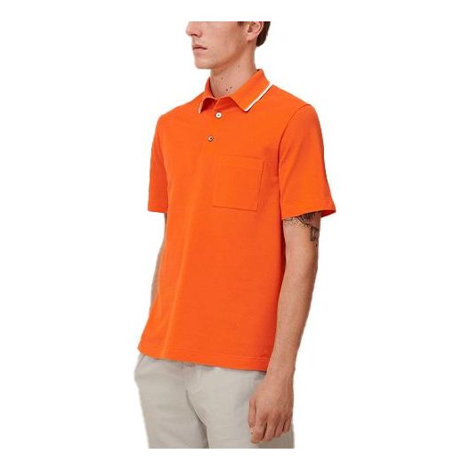 Men's HERMES SS21 H Pocket Short Sleeve Polo Shirt Orange H157930HA30
