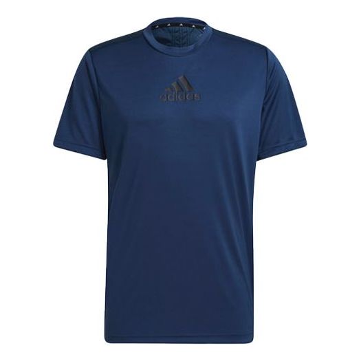 adidas Logo Printing Training Sport Round NeckShort Sleeve Men's Navy GM2129